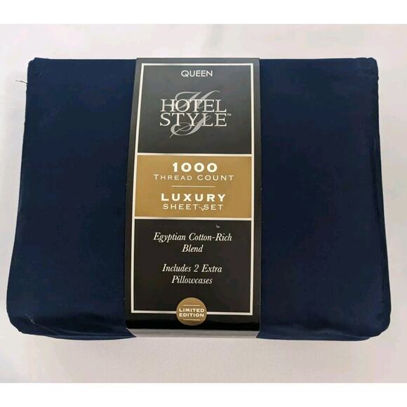 Hotel Style 1000 Thread Count Egyptian Cotton Rich Luxury Queen Sheet Set Blue - Picture 1 of 5